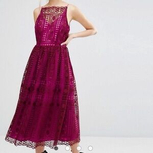 ASOS size 10 burgundy with hot pink